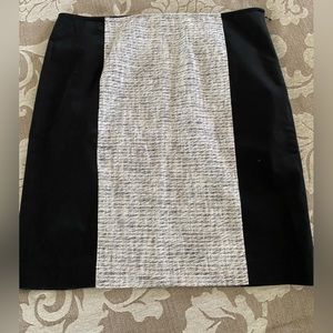 Black pencil skirts with white/grey heather front panel insert by DKNYC